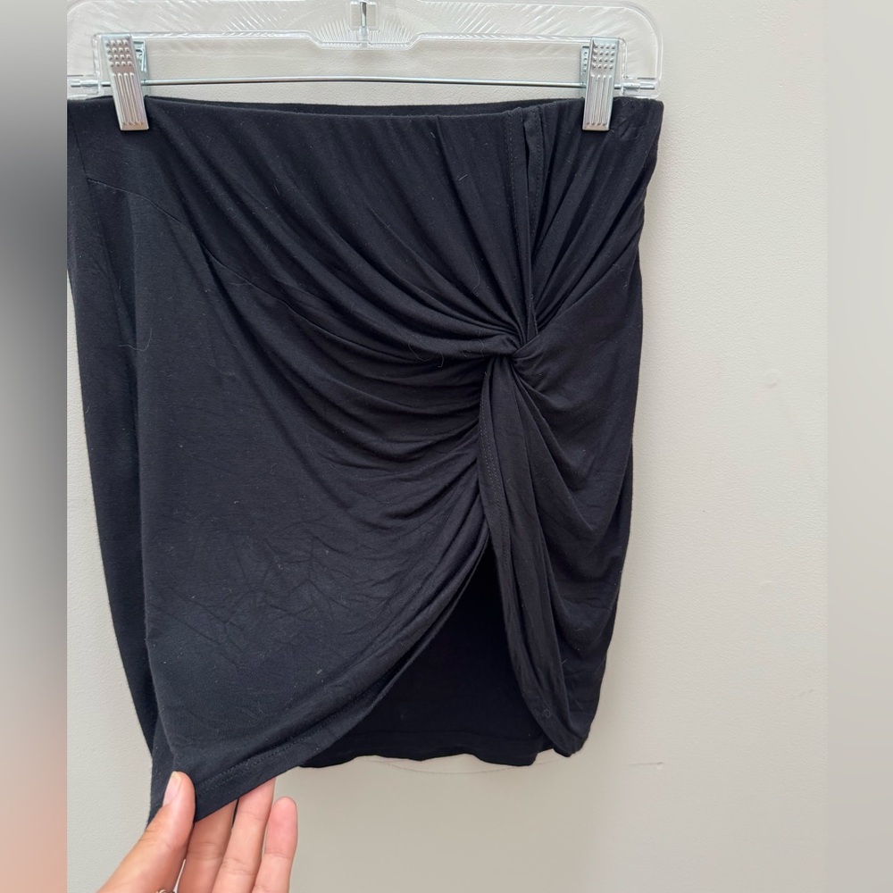 Lush Black Ruched Mini Skirt